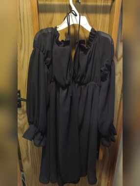 by together you and I size small black short flowy dress with long  sleeves and